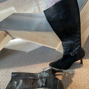 Sexy Black Leather and Suede pointed Franco Sarto Boots